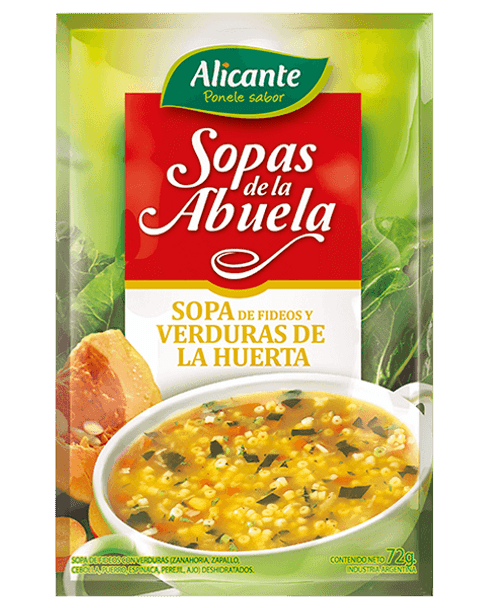 Alicante Sopa de Fideos con Verduras Vegetable Noodle Soup, 72 g / 2.54 oz ea (pack of 3)