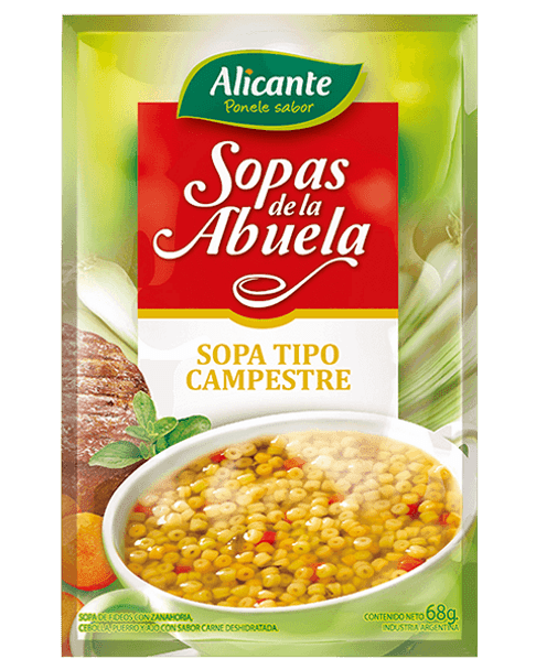 Alicante Sopa Tipo Campestre Vegetable Noodle Soup with Meat, 68 g / 2.39 oz ea (pack of 3)