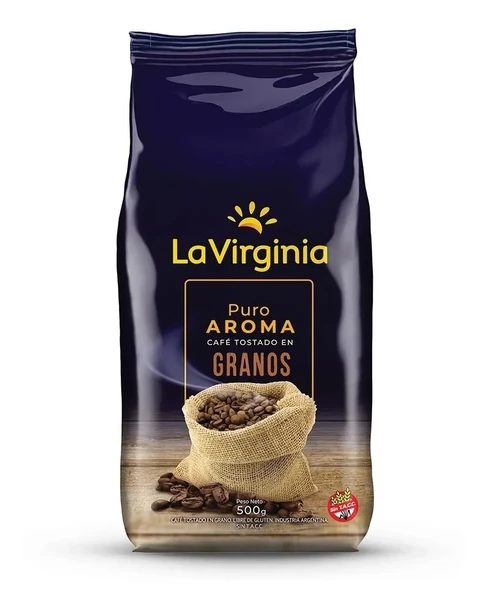 La Virginia Puro Aroma Café Tostado En Granos Roasted Coffee Beans - Gluten Free, 500 g / 1.1 lb 