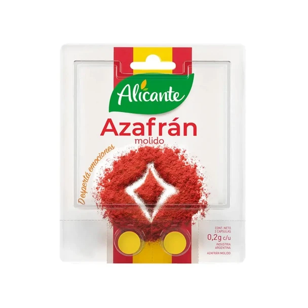 Alicante Azafrán Molido Saffron Powder In Capsules - x2 capsules, 0.2 g / 0.07  oz ea