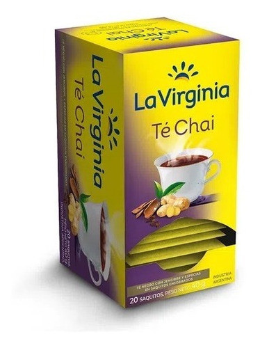 La Virginia Té Chai Black Tea with Ginger In Bags (box of 20)