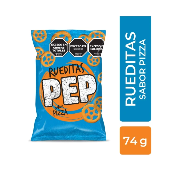 Pep Rueditas Wheat Flour Snacks Wheel Shape Pizza Flavor, 74 g / 2.61 oz