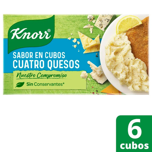 Knorr Caldo Cuatro Quesos Cheese Flavored Soup Broth Perfect for Seasoning Food - No Preservatives Added, 570 g / 20.1 oz (10 packs with 6 units ea)