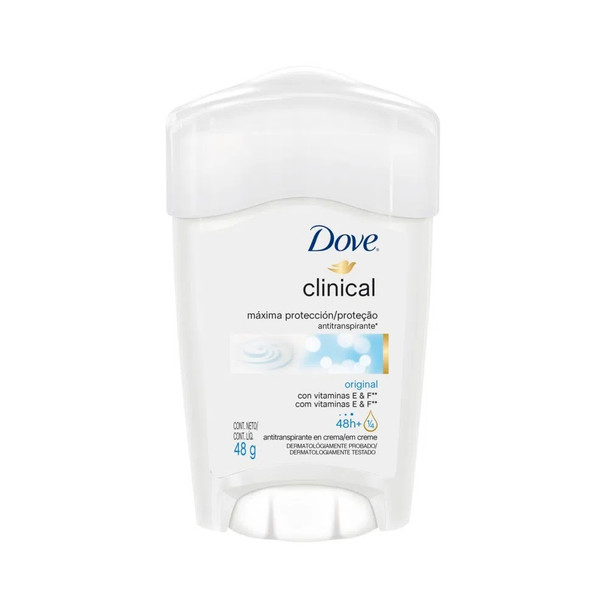 Dove Clinical Antitranspirante con Crema Hidratante Desodorante en Barra 96 Horas de Protección, 48 g / 1.69 oz