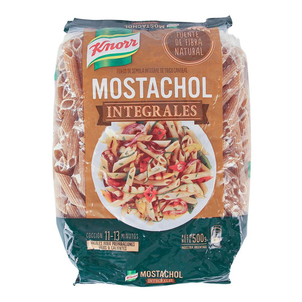 Knorr Fideos Mostachol Integrales Whole Wheat Macaroni Pasta - No Additives, 500 g / 1.1 lb (pack of 3)