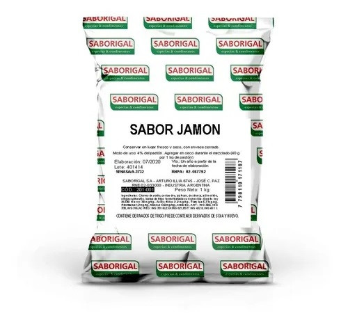 Saborigal Saborizante Sabor Jamón Flavoring Powder Ham Flavor Ideal for Professional Use, 1 kg / 2.2 lb bag 