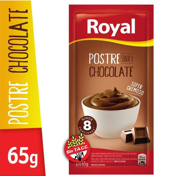 Postre Preparado de Chocolate Royal, 8 raciones por bolsita, 65 g / 2.29 oz bolsita