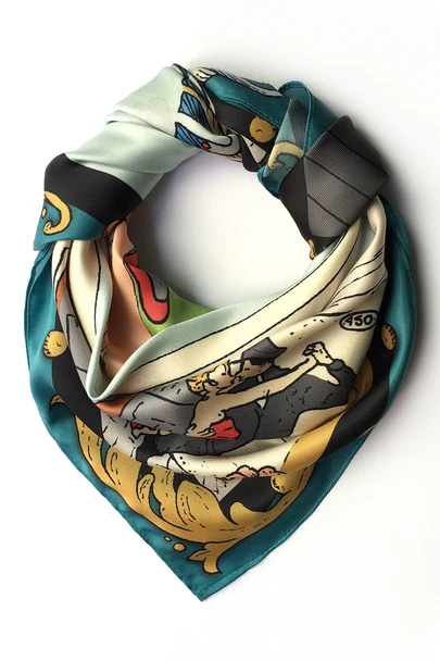 Pañuelo Buenos Aires Premium Italian Jacquard Handkerchief by Valentina Camacho Designer - Large Size, 90 cm x 90 cm / 35.4" x 35.4"
