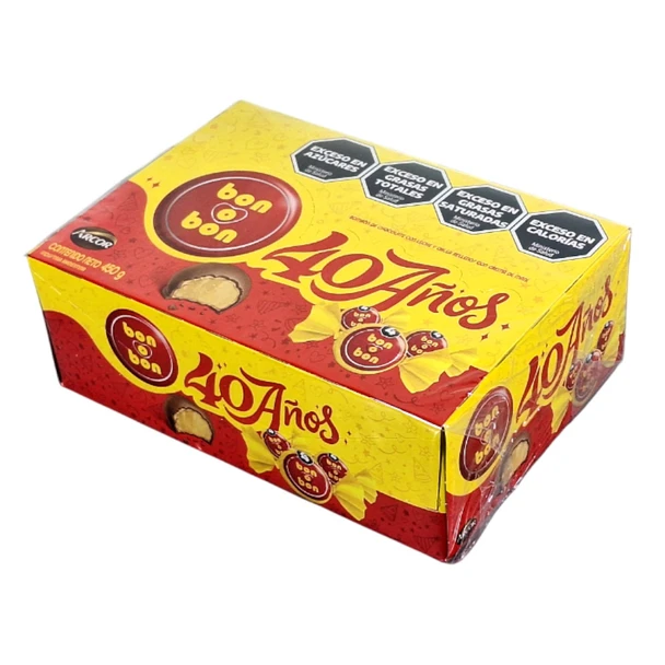Bon o Bon Traditional Chocolate Bite Filled With Peanut Butter from Argentina Box of 30 Bites, 450 g / 15.9 oz (complete box)