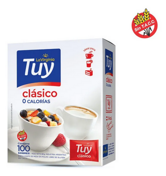 Tuy Edulcorante Clásico Classic Zero Calories Powder Sweetener In Bags (box of 100 units) 