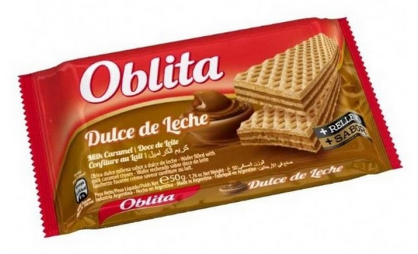 Oblita Obleas Rellenas con Dulce de Leche Wafers Filled with Caramel Flavored Cream, 50 g / 1.7 oz (pack of 3)