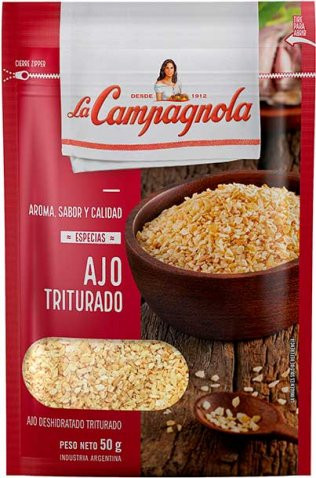 La Campagnola Especias Ajo Triturado Dehydrated Garlic Flakes, 50 g / 1.77 oz zipper pouch (pack of 3)