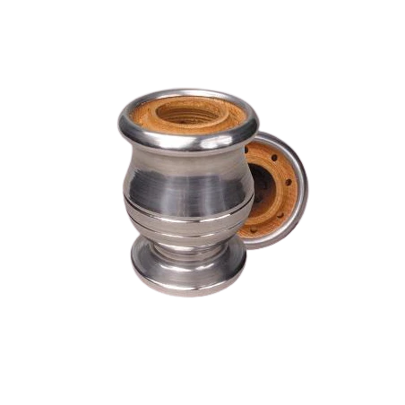Mate Pampeano Antiderrame No-Spill Wrapped Aluminum Algarrobo Carob Mate Gourd Solid Wood