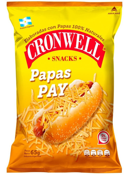 Cronwell Snacks Papas Pay Potato Sticks Crunchy Snack Perfect Hot Dog Topping, 65 g / 2.29 oz bag