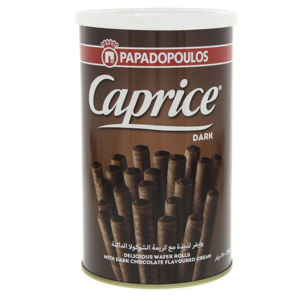 Caprice Papadopoulos Crispy Wafer Rolls Cubanitos Filled with Dark Chocolate Cream - Genuine from Uruguay, 400 g / 14.1 oz