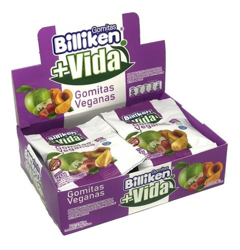 Billiken Gomitas + VIDA Veganas - Vegan Candy Gummies + LIFE - Gluten Free, 20 g / 0.7 oz (box of 12 units)