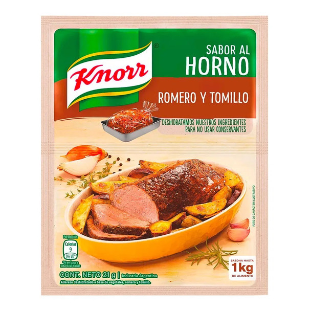 Knorr Sabor Al Horno Romero y Tomillo Dehydrated Dressing Rosemary & Thyme Seasoning Powder for Oven Cooking - No Artificial Colorants, 21 g / 0.74 oz pouch