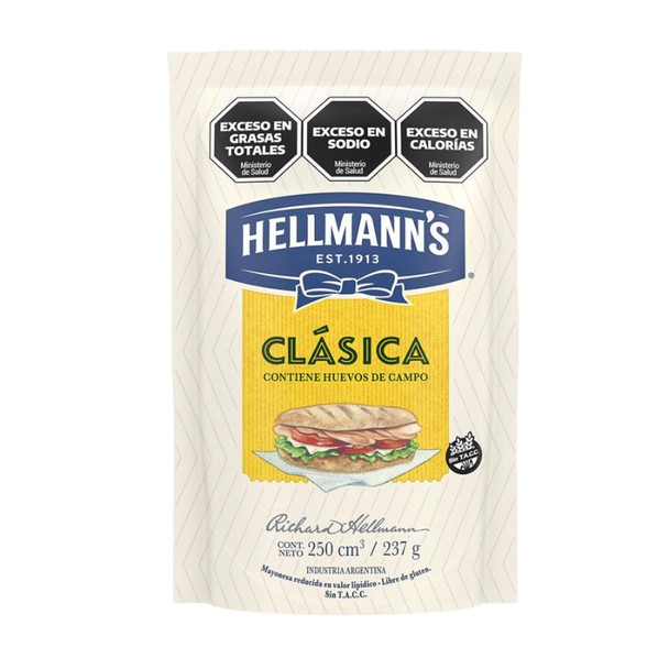 Hellmann's Mayonnaise Classic Argentinian Style Mayonesa in Pouch, 237 g / 8.35 oz