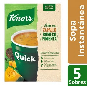 Knorr Quick Ready to Make Soup Pumpkin with Rosemary & Pepper Zapallo con Romero y Pimienta, 5 pouches