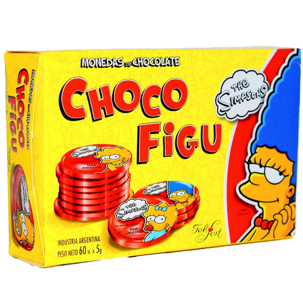 Monedas de Chocolate Milk Chocolate Coins by Felfort Choco Figu Simpsons Edition, 5 g / 0.17 oz (box of 60)