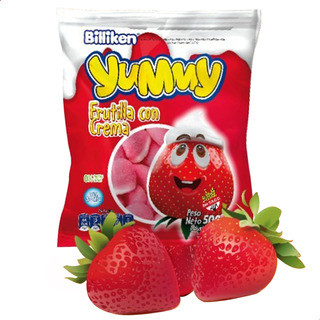 Yummy Gomitas Frutillas Con Crema Strawberry & Cream Gummies Puffs - Gluten Free, 500 g / 1.1 lb bag