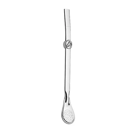 Bombilla Alpaca Grabada Classic Mate Straw Engraved Details, 19 cm large / 7.48" (Horse Design)