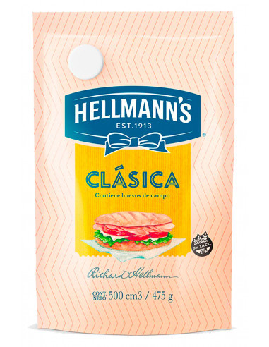 Hellmann's Mayonnaise Classic Argentinian Style Mayonesa in Pouch, 475 g / 16.75 oz
