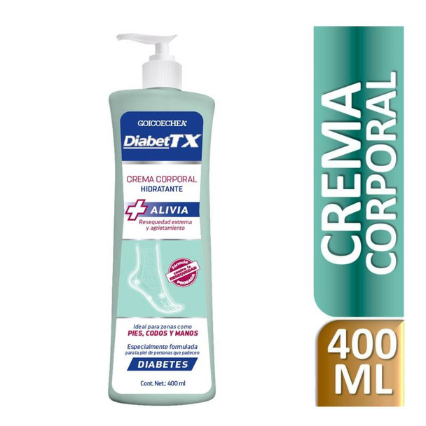 DiabetTX Crema Hidrante Corporal Dry Skin Body Cream Ideal For People with Diabetes Experto En El Cuidado De La Piel del Diabético, 400 ml / 13.5 oz