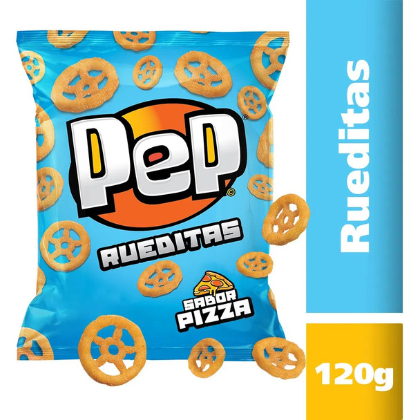 Pep Rueditas Wheat Flour Snacks Wheel Shape Pizza Flavor, 120 g / 4.23 oz
