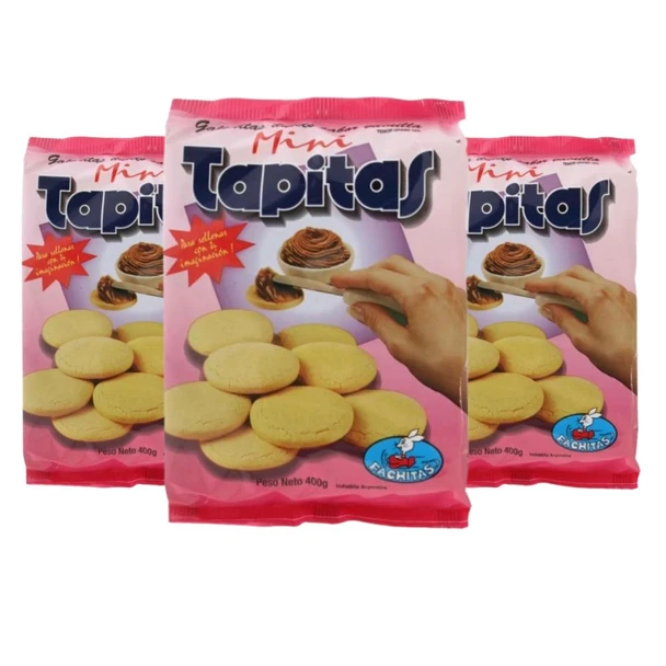 Mini Tapitas Para Alfajores de Maicena Vanilla Cookies Ideal for Cornstarch Alfajores, 400 g / 14.1 oz (pack of 3)