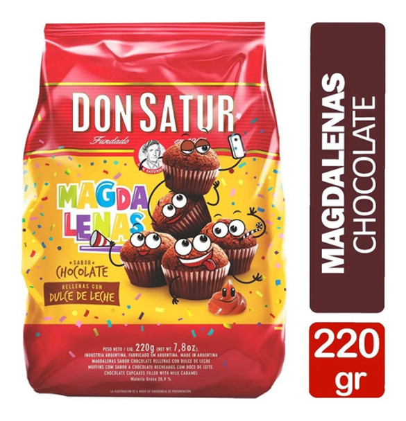 Don Satur Magdalenas Rellenas Chocolate Muffins Filled with Dulce de Leche, 220 g / 7.8 oz