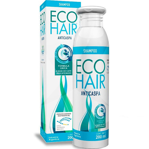 Eco Hair Shampoo Anticaspa Anti-Dandruff Shampoo with Natural Ingredients - Gluten Free - Technology Developed By Conicet Argentine Science Agency, 200 ml / 6.76 fl oz