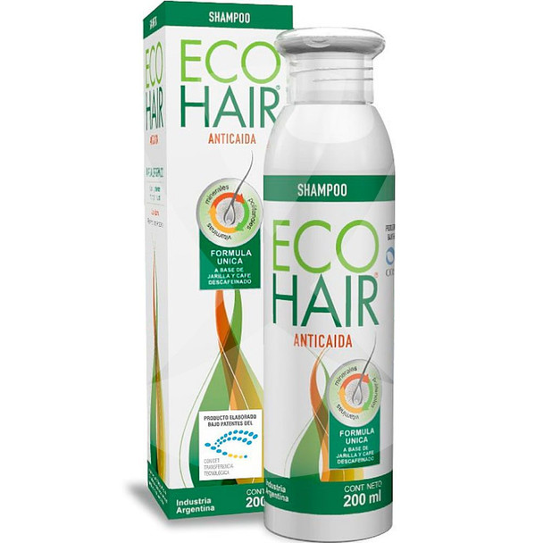 Eco Hair Shampoo Anticaída Champú Anticaída con Ingredientes Naturales - Sin Gluten - Tecnología Desarrollada por la Agencia Científica Argentina Conicet, 200 ml / 6.76 fl oz