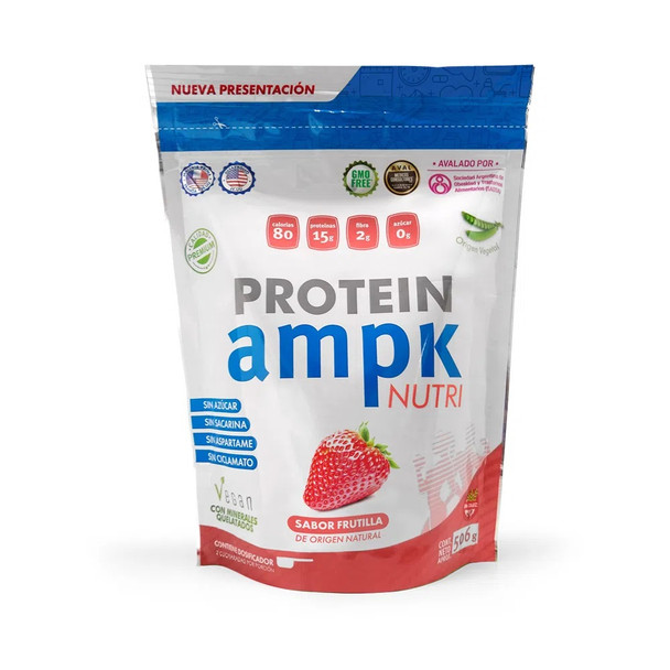 AMPK Activated Protein Nutri Vegan Dietary Supplement Powder Strawberry Flavor - Gluten & GMO Free, 506 g / 17.8 oz