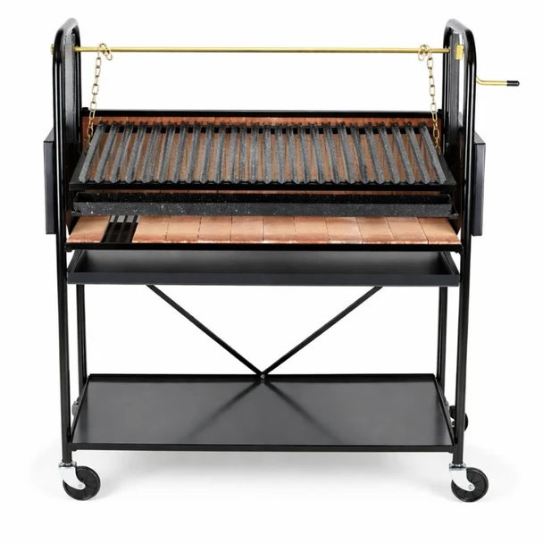 Valiparri Parrilla Rodante Cuatro Ruedas Con Sistema Levantamiento Movable BBQ Outdoor Grill with Refractory Bricks Backyard Cooking - Nº 9