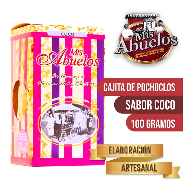 Pochoclos Mis Abuelos Perez Adad Pochoclos Dulces Sabor Coco Coconut Flavored Classic Popcorn, 100 g / 3.5 oz box (Pororó - Palomitas - PopCorn)