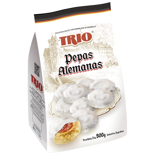 Trio Pepas Alemanas Quince Jelly Cookies "Pepas" Sugar Cookie Icing, 500 g / 17.6 oz