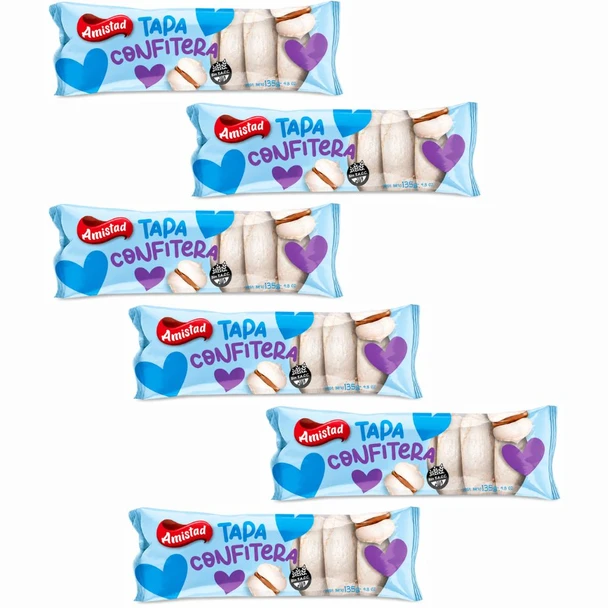 La Amistad Merengues Tapa Confitera Merengues Para Dulce de Leche Merenguitos Meringue Cookies, 135 g / 4.8 oz (6 units)