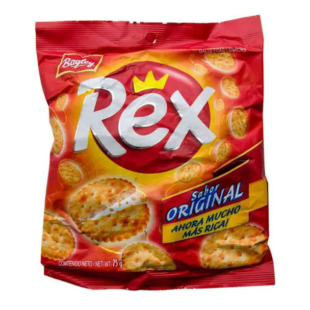 Rex Cheese Snack Crackers Original Flavor Gear Shape, 75 g / 2.6 oz (paquete de 3)