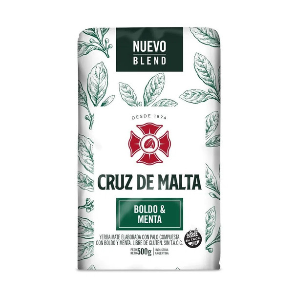 Cruz de Malta Blend Boldo y Menta Yerba Mate with Boldo & Mint, 500 g / 1.1 lb