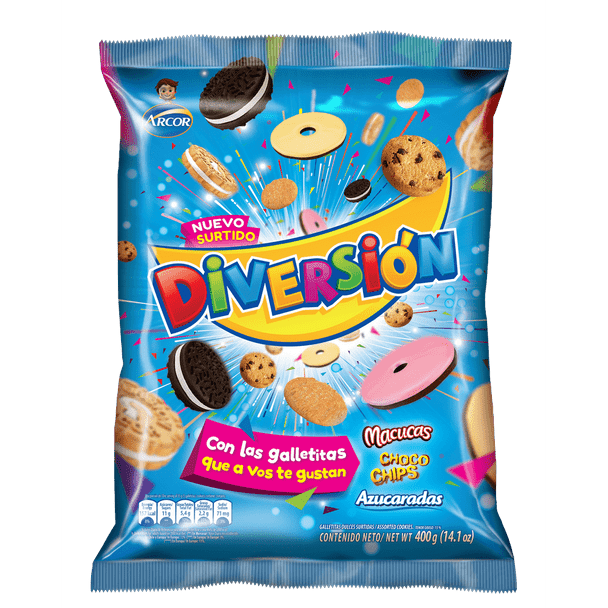 Surtido Diversión Classic Assorted Cookies Chocolate Cookies, Vanilla Cookies, Chips Cookies & Filled Cookies, 390 g / 13.8 oz bag 