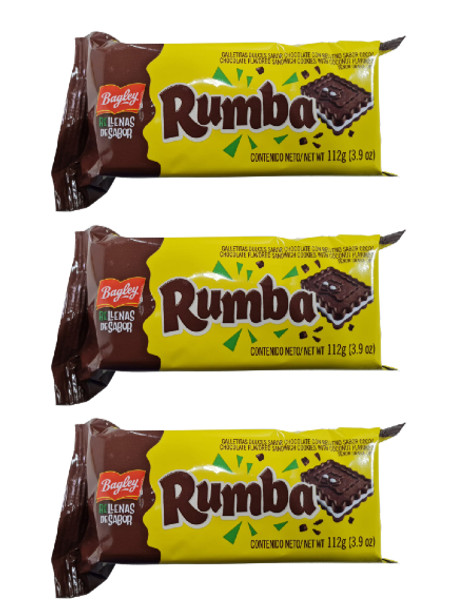 Rumba Sandwich Cookies with Chocolate and Coconut Cream Original Flavor, 112 g / 3.9 oz (pack of 3)