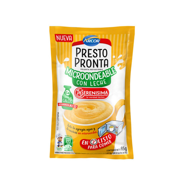 Presto Pronta Polenta Microondas 2-Minute Microwave Corn Meal Polenta Classic Flavor, 65 g / 2.29 oz (pack of 3)