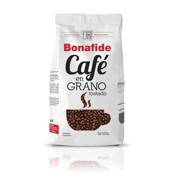 Bonafide Café En Grano Roast Whole Bean Coffee Recommended For Espresso Machines, 500 g / 1.1 lb bag