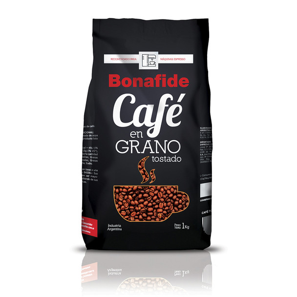 Bonafide Café En Grano Roast Whole Bean Coffee Recommended For Espresso Machines, 1 kg / 2.2 lb bag