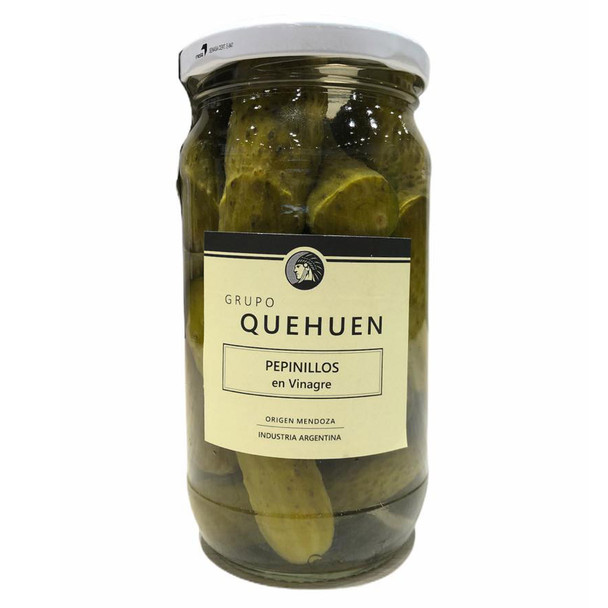 Quehuen Pepinillos En Vinagre Pickled Gherkins Cornichons Classic Flavor, 330 g / 11.6 oz jar