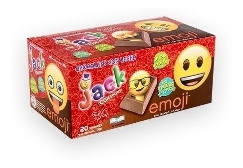 Felfort Jack Chocolate Con Leche Old Classic Milk Chocolate Bites with Emoji Mini Figures Inside, 14 g / 0.49 oz (box of 20 bites)