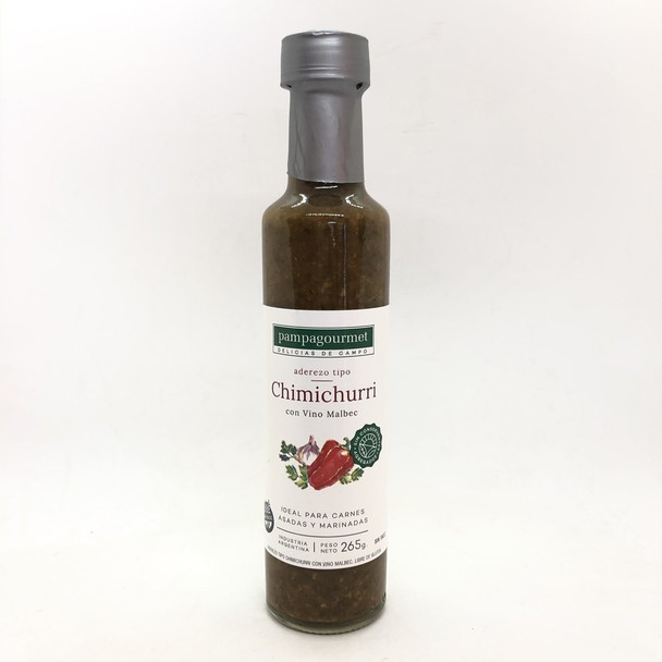 Pampa Gourmet Chimichurri Sauce with Malbec Wine Ideal for Marinated & Roasted Meats, 265 g / 9.3 oz