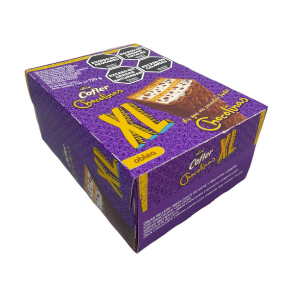 Cofler XL Chocolinas Barras Dulces Rellenas Milk Chocolate Covered Wafers Filled with Chocolinas Cookies & Dulce de Leche, 45 g / 1.9 oz (box of 16 bars)
