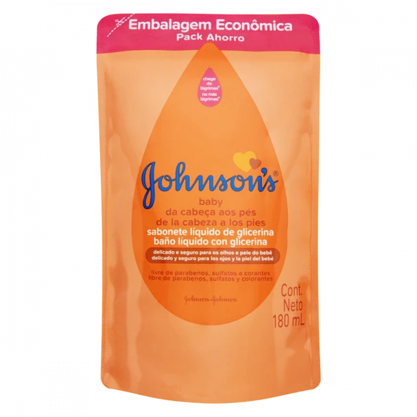 Johnson's Baño Líquido Glicerina Head To Toe Baby & Newborn Wash Liquid Soap for Sensitive Skin, 180 ml / 6.1 fl oz pouch
